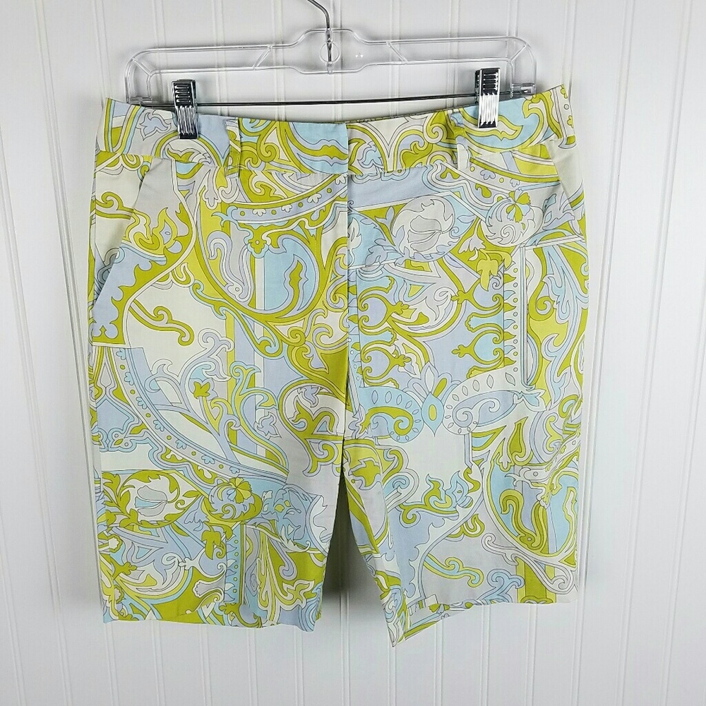 J Mclaughlin Paisley Bermuda Shorts Sz 10